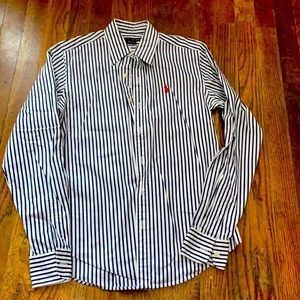 White w/ navy stripe Ralph Lauren shirt